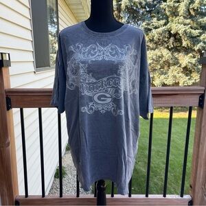 Green Bay Packers Design NFL Tee Adult Sz 2X Affliction Style Stone Washed